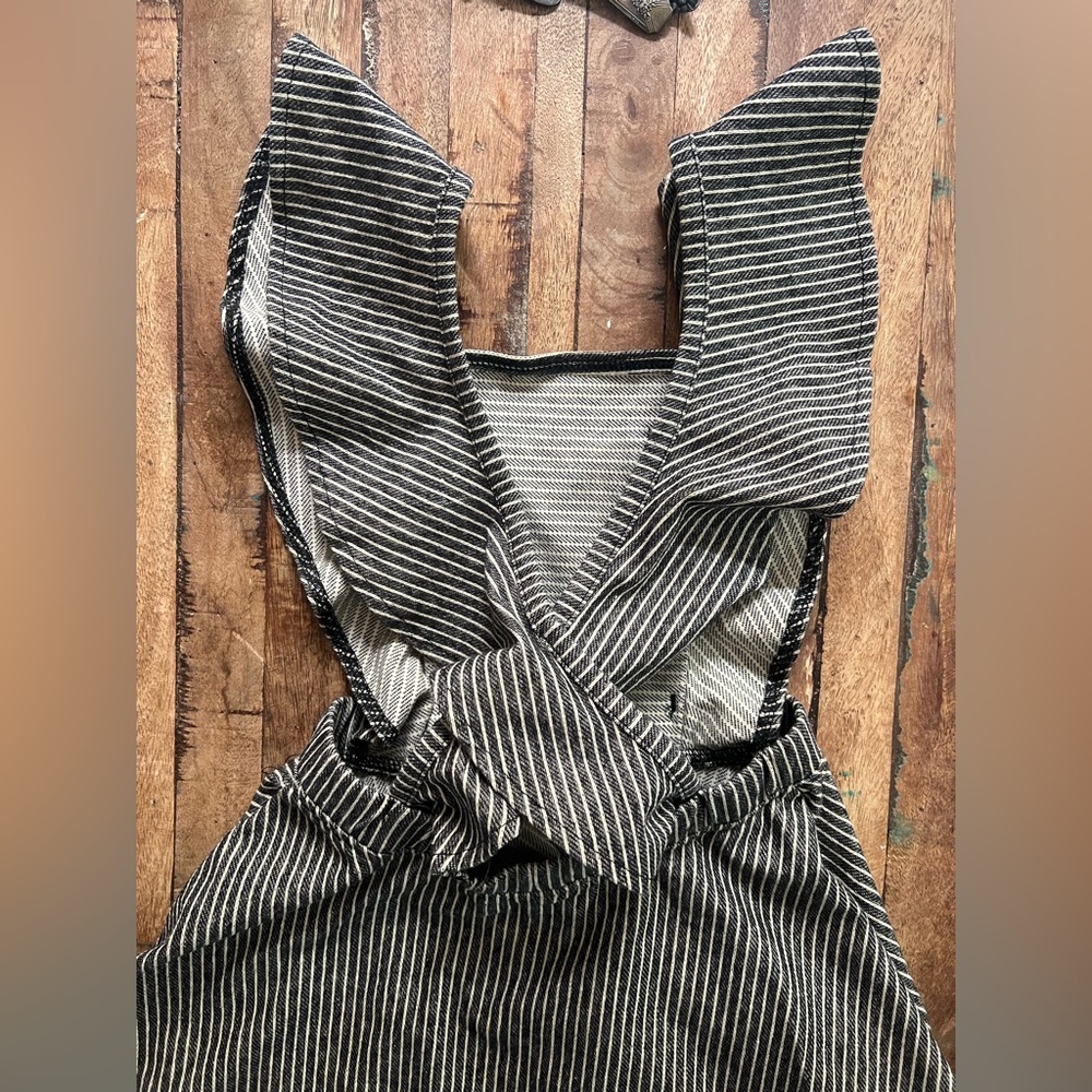Art Class Retro Americana Black White Striped Denim Dress Pinafore Jumper 5T EUC - Picture 4 of 7